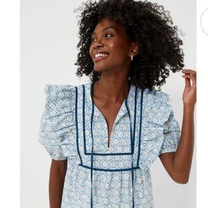 TUCKERNUCK Hyacinth House Blue Trellis Floral Rosaleigh Blouse Size Medium